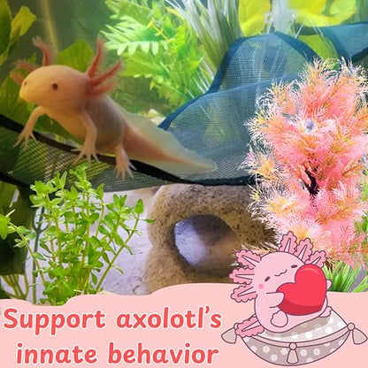 Axolotl Hammock for Aquarium and Ceramic Feeding Dish, Axolotl Hammock, Reptile Triangle Hammocks with Tray Feeder, Axolotls Accessories for Tank, Bearded Dragon Tank Accessories (Black, M) - size: M