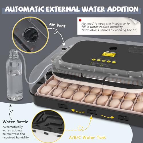 Sailnovo 70 Egg Incubator for Hatching Eggs with Auto Egg Turning and Auto Humidification, Temperature Control, Egg Candler, Large Incubator for Chicken, Duck, Goose, Pigeon, Quail, Parrot Eggs, Grey