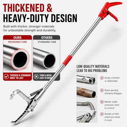 78" Snake Grabber, Foldable Stainless Steel Snake Catcher with Lock | Ideal for safely catching and relocating snakes with a foldable stainless steel design, wide jaw, secure lock, and long reach - size: 78" snake grabber