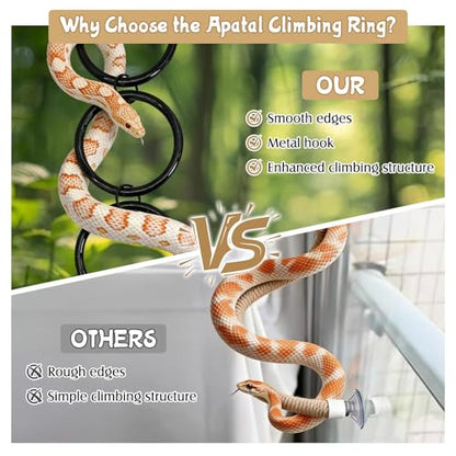 Snake Climbing Rings Ball Python Climbing Toys Corn Snake Enrichment Toy Reptile Tank Decor Accessories for Garter Snakes Gecko Lizard Iguana Chameleon (8 Rings) - size: 8 laps