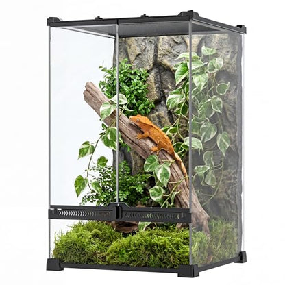 11 Gallon Fully Assembled Glass Reptile Enclosure,12"x 12" x 18" | Front Opening Tall Reptile Terrarium Tank for Crested Geckos, Tree Frogs & Other Arboreal Reptiles and Amphibians - size: 12"Lx12"W x18"H
