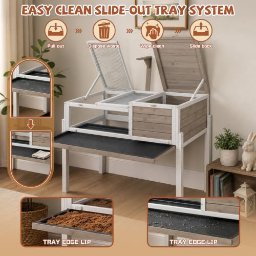 Furniture Style Tortoise Enclosure with Stand, Dual-Zone Tortoise Habitat with Hide Area, Built-in Lamp Holder, Large Acrylic Viewing Window, Easy Assembly Indoor Reptile Habitat