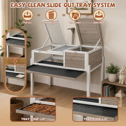 Furniture Style Tortoise Enclosure with Stand, Dual-Zone Tortoise Habitat with Hide Area, Built-in Lamp Holder, Large Acrylic Viewing Window, Easy Assembly Indoor Reptile Habitat