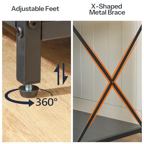 HOOBRO 40-50 Gallon Fish Tank Stand with Power Outlet and LED Light, Metal Frame Aquarium Stand with Cabinet Storage, for Reptile Turtle Tank, 440 LBS Capacity, 36.6'' L x 18.9'' W, Black BB93UDFT01