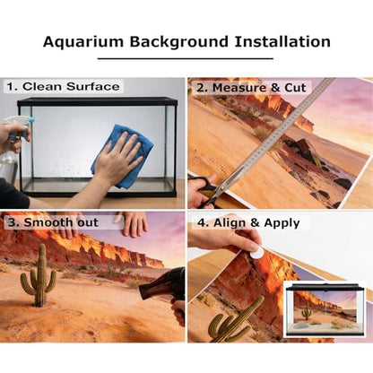 2 Pack Terrarium Background Cloth, 30x18 Inch Reptile Tank Background for Bearded Dragon & Leopard Gecko Tank Accessories, Polyester Aquarium Background with Desert & Forest Design - size: 30x18in