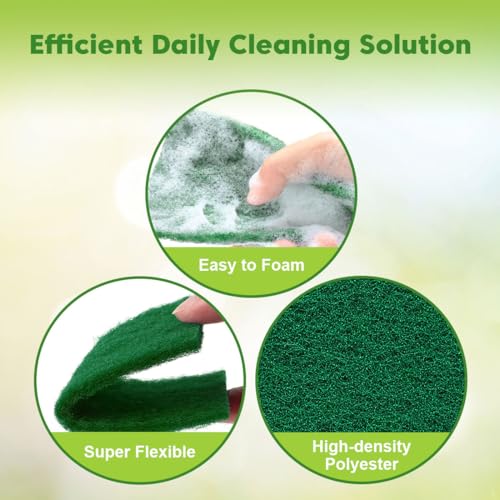 UNIMADE Heavy Duty Scouring Pad, 96Pcs Household Scour Pad for Kitchen, Garage and Outdoors, Reusable Dish Scrubber Pads for Pan and Metal Grill - Green | for Kitchen, Garage and Outdoors, Reusable Dish Scrubber Pads for Pan and Metal Grill - Green - colo