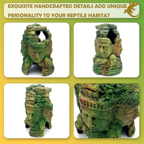 Bearded Dragon Reptile Hide Caves Khmer Buddha Ruins Décor Lizard Leopard Gecko Hideout Terrarium Tank Snake Amphibian Personalized Cambodia Decoration - style: KHMER BUDDHA RUIN