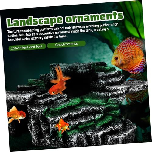 TOYANDONA Turtle Basking Platform Reptile Habitat Decor Strong Suction Cups for Aquatic Turtles and Bearded Dragons Floating Basking Rock