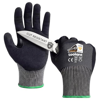 toolant ComfyCut A4 Cut Resistant Work Gloves, 1 Pair, Dark Gray, XX-Large | ANSI & EN388 Certified Protection, Ultra Comfort, Fiberglass-Free, Touchscreen, Grip, for Mechanics, Woodcarving, Assembly - size: XX-Large