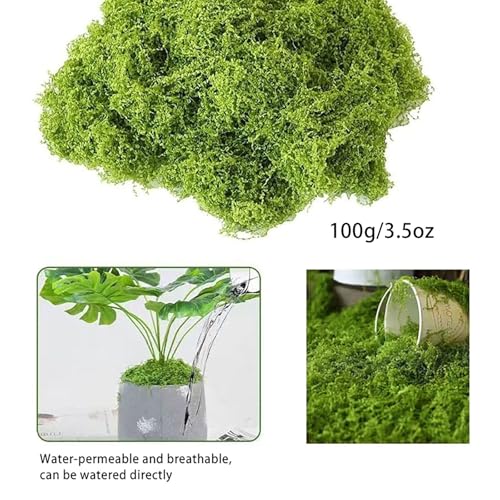 Fake Green Moss for Decorating, 100g/3.5oz Artificial Moss for Aquarium Model Crafts Table Centerpieces Decor (Green, 100g/3.5oz) - size: 100g/3.5oz