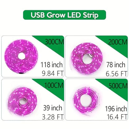LED Grow Light Strips,Waterproof Full Spectrum Plant Grow Light, USB 6.56ft 120LEDs, Flexible Growing Lamp for Indoor Plants Succulents Hydroponics Greenhouse Gardening - size: 2M