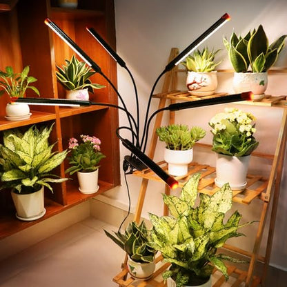 FECiDA Gamechanger 2026 54 Watt Power Draw, NO Need Adapter, 6Head Strong Clip Grow Lights for Indoor Plants with 4/8/12/16/20H Timer, LED Plant Growing Lamps for Houseplants, Bonsai, Seed Starting - size: Clip-6Head-54W