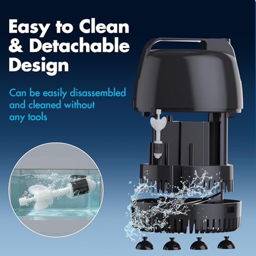 hygger 925GPH Submersible Pump Aquarium, Fish Tank Water Pump Adjustable Flow with 2 Nozzles, 10.4 ft High Lift Quiet Fountain Pump for Aquarium, Pond, Hydroponics, Water Garden - size: L