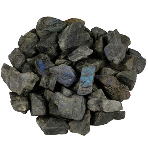 SUNYIK 1LB Natural Raw Labradorite Stones Rock for Tumbling Cabbing | Irregular Healing Crystal Rock Stones for Aquarium, Terrarium Fish Tank, Fountain Rocks, Jewelry Making, Rock Collections - color: Labradorite(0.8"-1.5")
