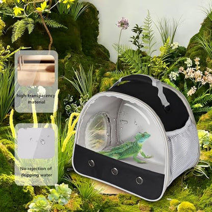 Bearded Dragon Travel Carrier,Lizards Carrier, Small Animal Travel Carrier for Sugar Glider Hedgehog Rat Parrot Bird Guinea Pig, Portable Guinea Pig Travel Bag for 2 - color: Black