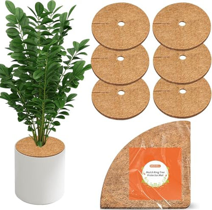 Coco Coir Mulch for Landscaping, 24 Inch Coconut Liners for Planters, 6 Pcs Coconut Fiber Tree Ring, Plant Covers from Animals,Dirt and Tree Protectors - size: 24in-6pcs