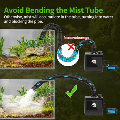 Reptile Fogger Humidifier for Glass Terrariums, Auto-Refill Misting System with Timer, Suitable for Reptiles/Amphibians/Grow Tents