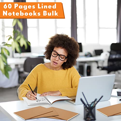 100 Pcs Journals Notebooks Bulk - Kraft Softcover A5 Small Notebooks 5.5 Inch x 8.3 Inch Notepads with 60 Page 30 Sheet for Writing Sketch Travel Office Supplies(Black, Brown,Lined) - color: Black, Brown, style: Lined