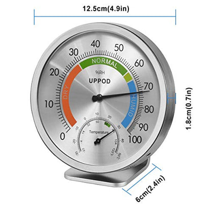 5" Indoor Outdoor Hygrometer/Thermometer, Humidity Gauge Indicator Temperature Humidity Monitor, Analog Hygrometer Humidor (English Version)