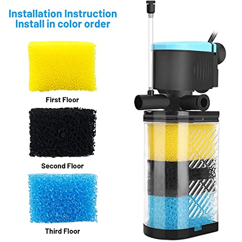 8 Pack Replacement Filter Sponges Compatible with Kulife Aquarium Filters, 2 Coarse Sponge, 4 Carbonized Sponge, 2 Fine Sponge