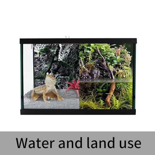 Reptile Glass Tank 16"x11"x9" Terrarium with Top Opening and Screen Ventilation for Leopard Gecko,Lizard,Hermit Crab,Snake,Spider,Frog,Bearded Dragon,Turtle with Feeding Tongs - size: 16*11*9inch