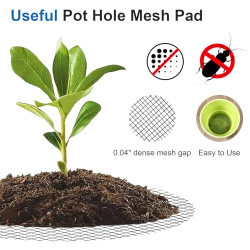 200Pcs Plant Pots Hole Mesh Pad 2/3/5 Inch Round Plant Pot Cover | Planter Bottom Drainage Inserts Grid Mat, Plastic, for Horticultural Enthusiasts and Flower Shops