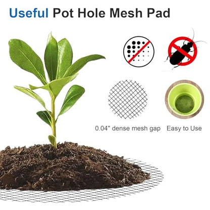 200Pcs Plant Pots Hole Mesh Pad 2/3/5 Inch Round Plant Pot Cover | Planter Bottom Drainage Inserts Grid Mat, Plastic, for Horticultural Enthusiasts and Flower Shops