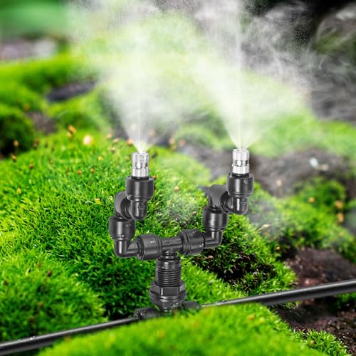 CozyCabin 4Pcs Double Reptile Mister Nozzles, 1/4'' Reptile Misting Spray Nozzle 360 Degree Adjustable Detachable Nozzle - Fine Mist Fogger for Terrarium, Aquarium Rainforest - size: 4pcs Dual Head