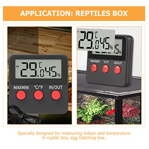 POPETPOP 2sets Digital Thermometer Hygrometer for Reptile Boxes Accurate Humidity Measurement for Turtle and Lizard Tanks Display for Incubation Monitoring