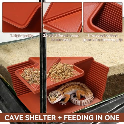 Cave Hide for Reptiles, Lizard Hideout with Safe Shelter | Snake Cave Hut for Themed Terrarium Ideal for Gecko Hamster Snake to Rest & Hide