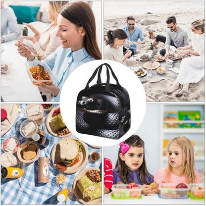 Insulated Lunch Bag Black Snake Lunch Box for Women Men Reusable Leakproof Lunch Cooler Bag for Office Picnic - color: Black Snake