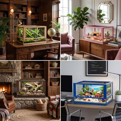 Solid Wood Reptile Tank, Stackable Front-Open Bioactive Vivarium （Beech） | Real Solid Wood, Water-Tested Pull-Out Glass Base, Bioactive Ready, Easy Cleaning, Expandable Modular Design