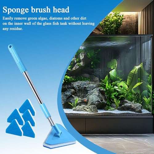 Aquarium Scrubber | Fish Tank Cleaning Sponge | Glass Scraper Brush Tool | Reusable Maintenance Accessory for Pet Terrarium Bowl Pond Kitchen Algae Removal Household Water Care Supplies