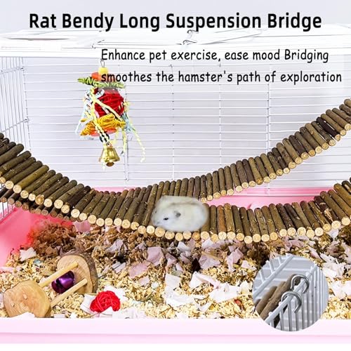 2-Pack Rat Bendy Long Suspension Bridges 19.7 x 2.7 Inch Hamster Climbing Ladder Flexible Wooden Bridge for Dwarf Hamster Sugar Glider Rodents Mouse - size: 2PCS 19.7x2.7in