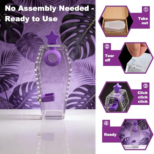 Jumping Spider Enclosure Kit, Accessories Terrarium 6PCS-Purple | Purple Water Feeder, Star Hide, Air-Permeable, Gap-Free Design, Escape-Proof for Tarantula, Beetle and Small Reptiles - color: Purple