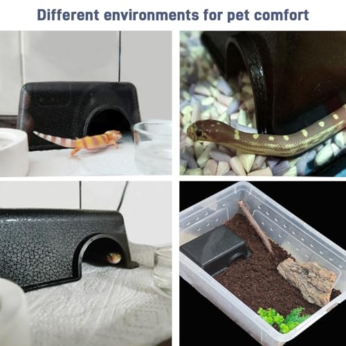 Durable Small Reptile Hide Box, Ball Python Hide, Leopard Gecko Hide, Bearded Dragon Hide, Easy to Clean Reptile Hides Cave for Tank, Snake Hide Enclosure (7.48" x 4.72" x 2.56") - size: Small