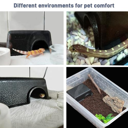 Durable Small Reptile Hide Box, Ball Python Hide, Leopard Gecko Hide, Bearded Dragon Hide, Easy to Clean Reptile Hides Cave for Tank, Snake Hide Enclosure (7.48" x 4.72" x 2.56") - size: Small