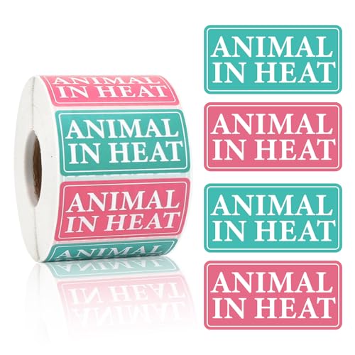 1000pcs Animal in Heat Stickers Medication Instruction Labels | Veterinary File Folder Reminder Sticker for Veterinary Clinic Animal Hospital Pharmacies Shelter Breeders Pet Care