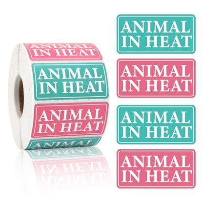 1000pcs Animal in Heat Stickers Medication Instruction Labels | Veterinary File Folder Reminder Sticker for Veterinary Clinic Animal Hospital Pharmacies Shelter Breeders Pet Care