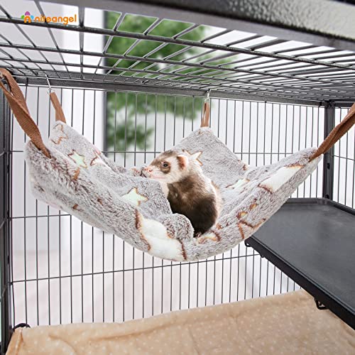 Niteangel Hanging Hammock Nap Sack Swing Bag Pet Sleeper for Ferret Rat Sugar Glider and Other Small Animals (Cream, Star) - color: Cream