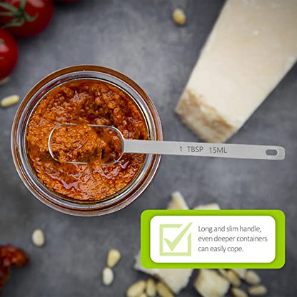 3PCS 1TBSP(15ML) Measuring Spoon, Stainless Steel Long Handle Teaspoons | High Precision, Food-Grade Stainless Steel, ‌Rust-Free, Dishwasher-Safe, Easy-Read Markings, Multi-Purpose, Sturdy & Durable - size: 1tbsp|3tsp|15ml|1/16cup|1/2oz