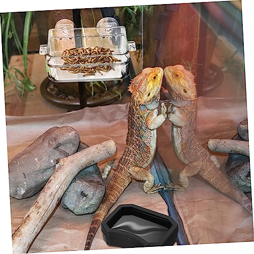 2Pcs Reptile Feeding Dish Escape Bowl with Strong Suction Cup Transparent Food Water Feeder for Lizard Gecko Bearded Dragon Suitable for Various Reptiles