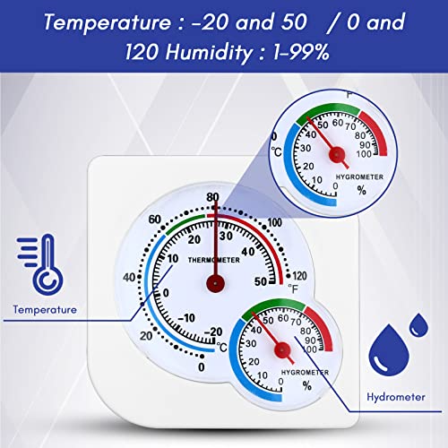 Kathfly 6 Pcs Indoor Thermometer and Humidity Gauge Indoor Mini Thermometer Hygrometer Temperature Humidity Meter Temperature and Monitor with Pointers for Home, Kitchen, Planting Room - size: White