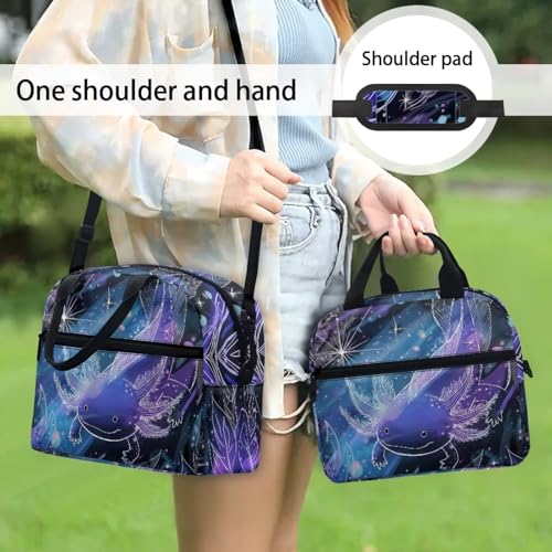 Cool Axolotl Lunch Box for Boys Lunch Bag Picnic Reptiles Insulated Lunch Bag Portable Lunch Tote Bag with Lunch Box Shoulder Straps Student Lunchbox Reusable Lunchbag - color: Cool Axolotl