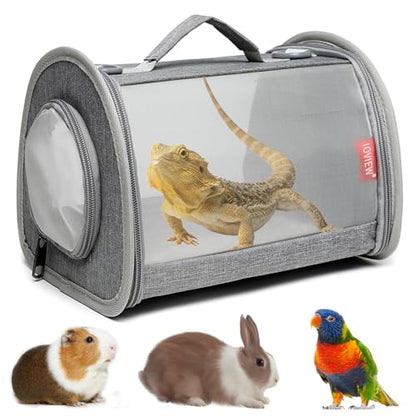 Guinea Pig Carrier Travel Small Animal Carrier Bag Lizard Bird Rabbit Carrier Cage Squirrel Breathable Bag Portable Travel Hamster Small Pet Hangbag (Large, Gray) - color: gray, size: Large