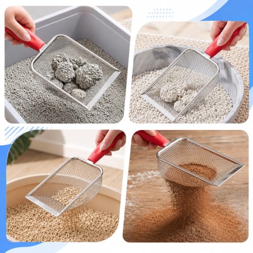 Reptile Sand Substrate Scoop Shovel Sifter, Stainless Steel Mesh Litter Shovel, Hamster Sand Bath Scoop Fine Mesh Metal Reptile Litter Cleaner Scooper for Lizard Substrate Reptile Terrarium Sand Waste
