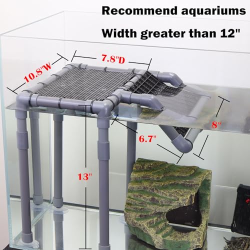Large Turtle Basking Platform, 10.8" Width Resting Area with Ramp, PVC Standing Basking Dock for Aquatic, DIY Turtle Tank Accessories for 25/29/40/55 Gallon - size: Large