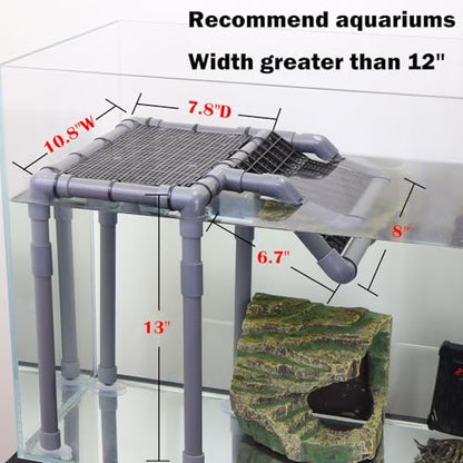 Large Turtle Basking Platform, 10.8" Width Resting Area with Ramp, PVC Standing Basking Dock for Aquatic, DIY Turtle Tank Accessories for 25/29/40/55 Gallon - size: Large