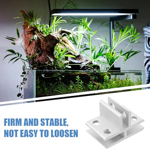 VILLCASE Glass Clamp Alloy Bracket for 5-8mm Glass Shelves Clips, Silver T-Shaped Connector for Aquarium Lid, Terrarium Screen Cover, Fish Tank Fixing and Shelf Support