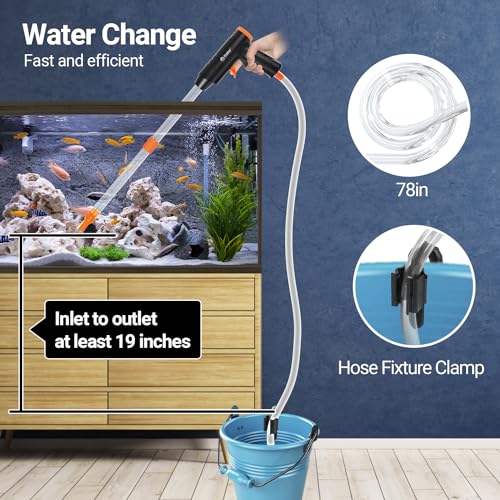 Yaubay 132GPH Manual Aquarium Gravel Cleaner, Fish Tank Siphon Vacuum Cleaner with Adjustable Water Flow for Cleaning Dirt, Water Change & Wash Sand Aquarium Cleaning Tools